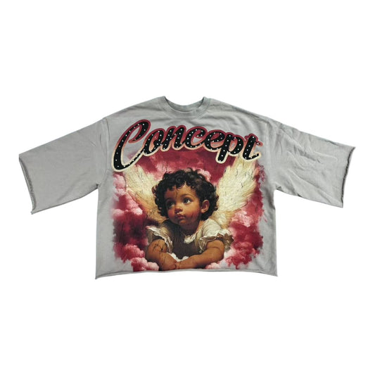 Angel Cropped Tee - Grey