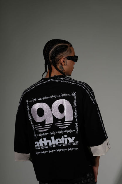 "Athletix" Cropped Tee - Black