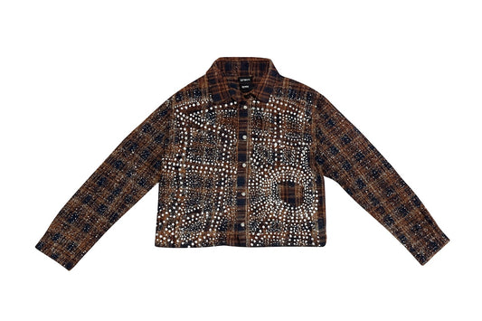 Premium Rhinestone Flannel - Brown
