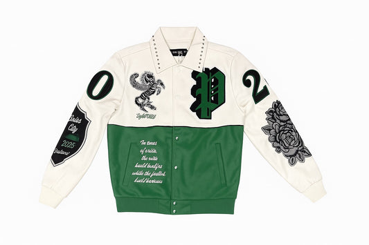 Pegasus Varsity Jacket - Green/Cream