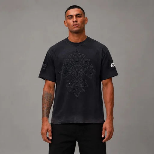 Bkys Cross French Terry Tee - Men's Graphic Streetwear T-Shirt