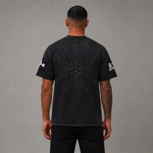 Bkys Cross French Terry Tee - Men's Graphic Streetwear T-Shirt
