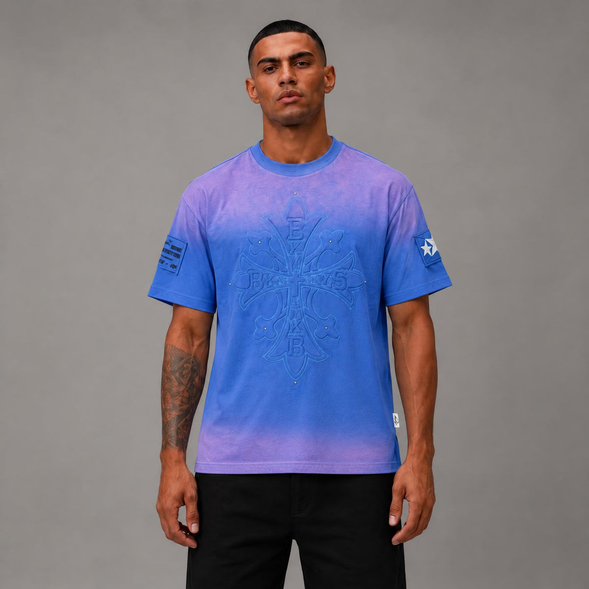 Bkys Cross French Terry Tee - Men's Graphic Streetwear T-Shirt