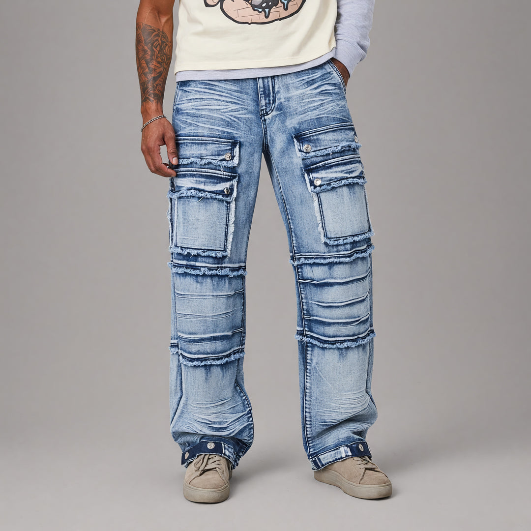 Baggy Cargo Jeans - Blue