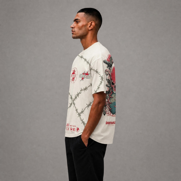 Barbed Wire Graphic Tee - Beige