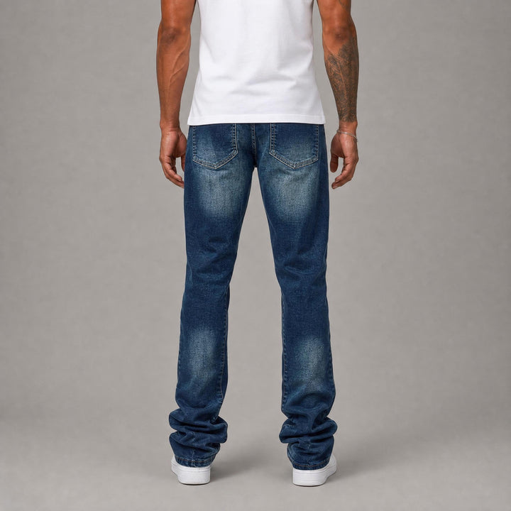 Basic Stacked Denim Jeans - Blue