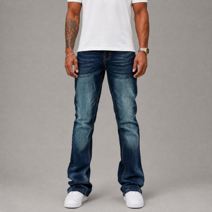 Basic Stacked Denim Jeans - Blue