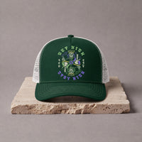 Bet High Stay High Snapback Trucker Hat - Dark Green