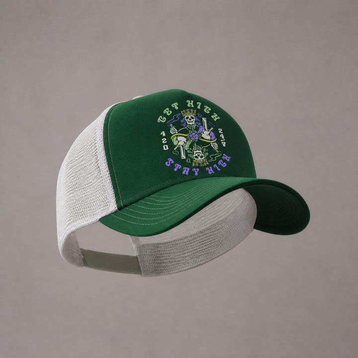 Bet High Stay High Snapback Trucker Hat - Dark Green