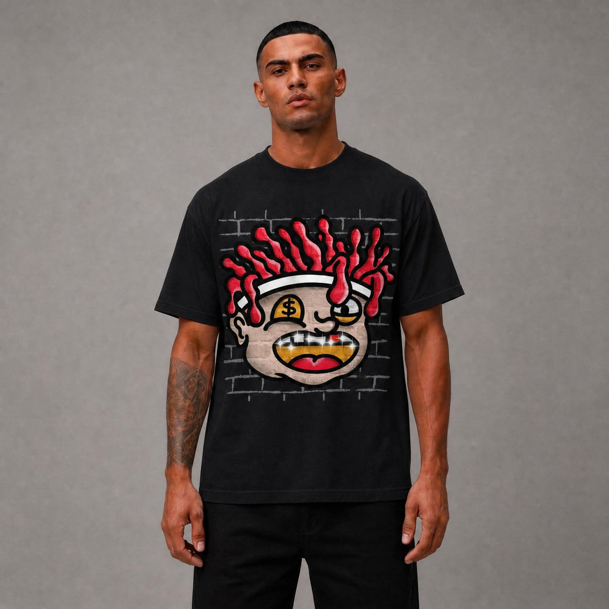 Big Face Cash Graphic Tee - Black