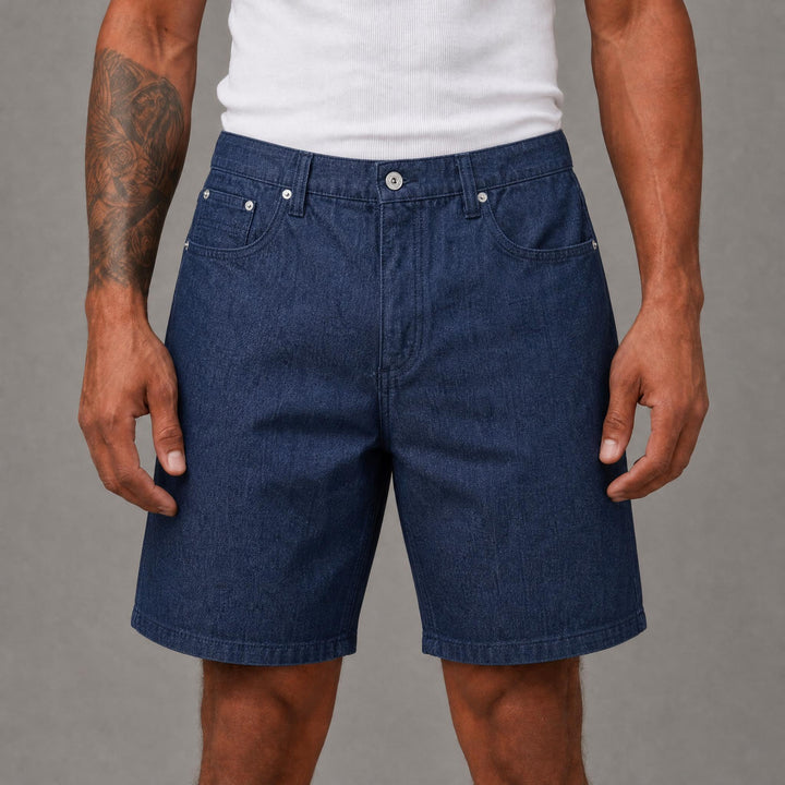 Blank Denim Shorts - Blue