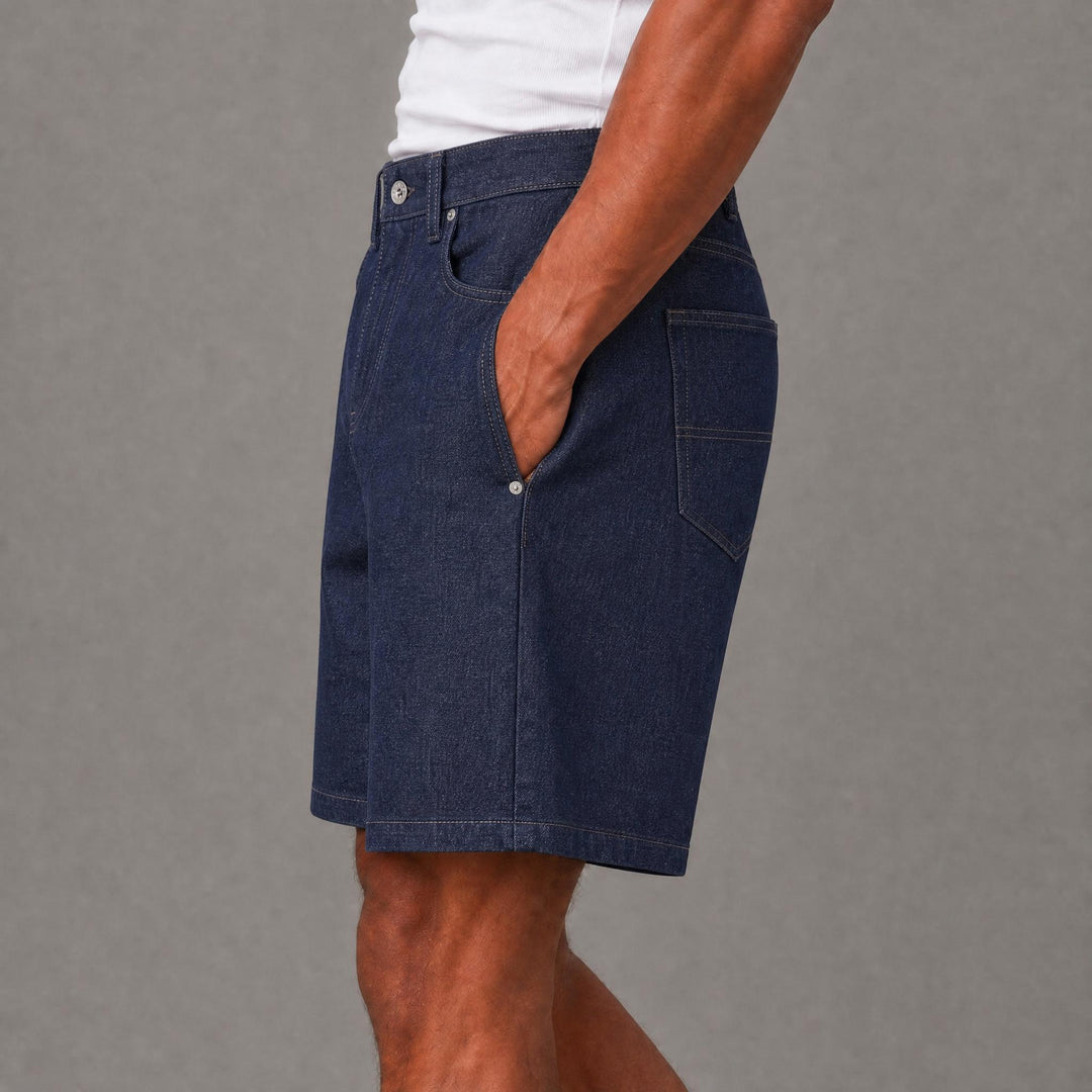 Blank Denim Shorts - Blue