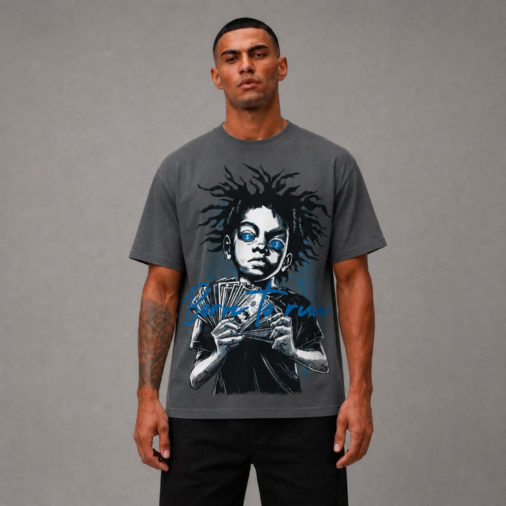 Born To Run Graphic Tee - Charcoal