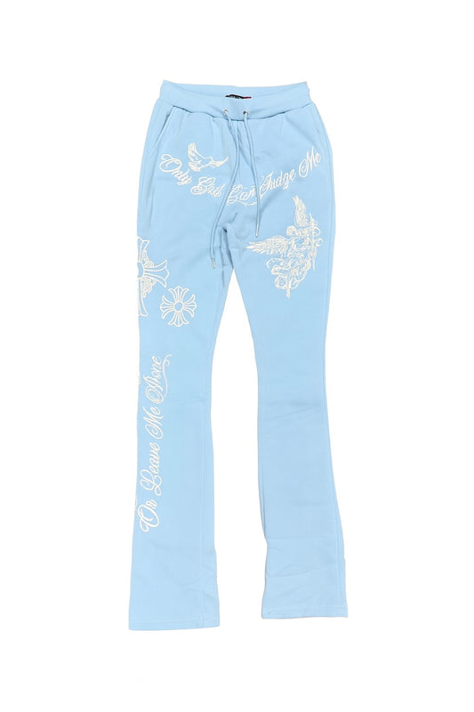 Only God Can Judge Me Stacked Sweats - Blue