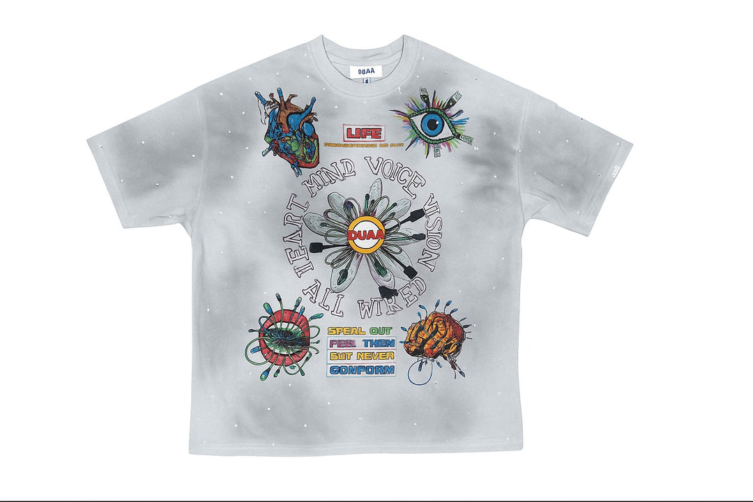 Duaa "Life" Oversized Tee - Washed Grey