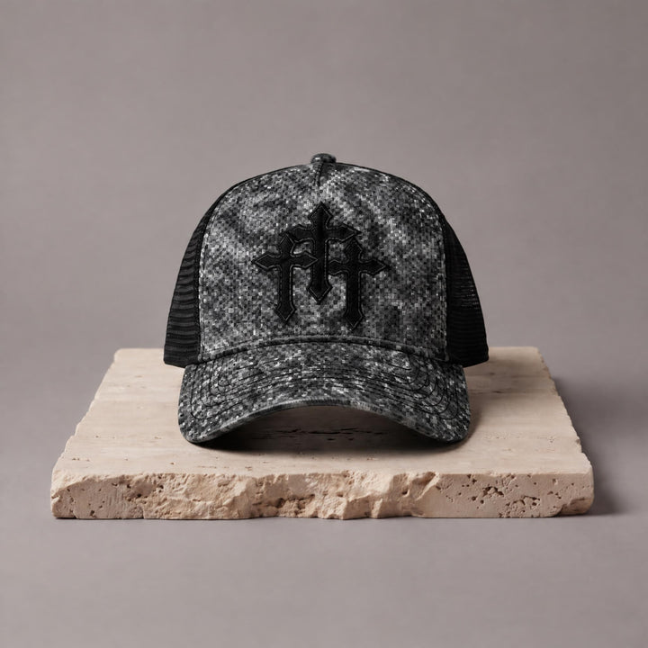 CROSS LEATHER PU PATCH TRUCKER