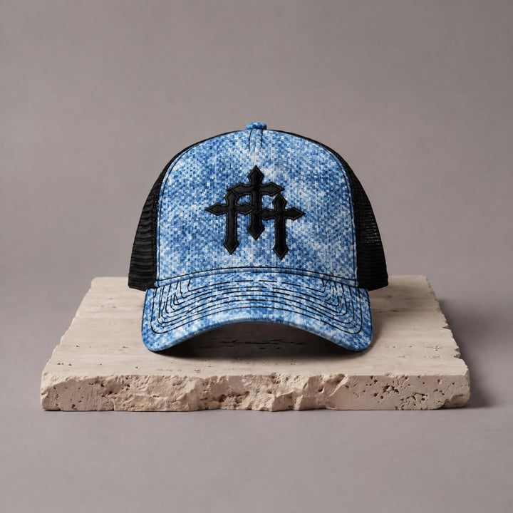 CROSS LEATHER PU PATCH TRUCKER
