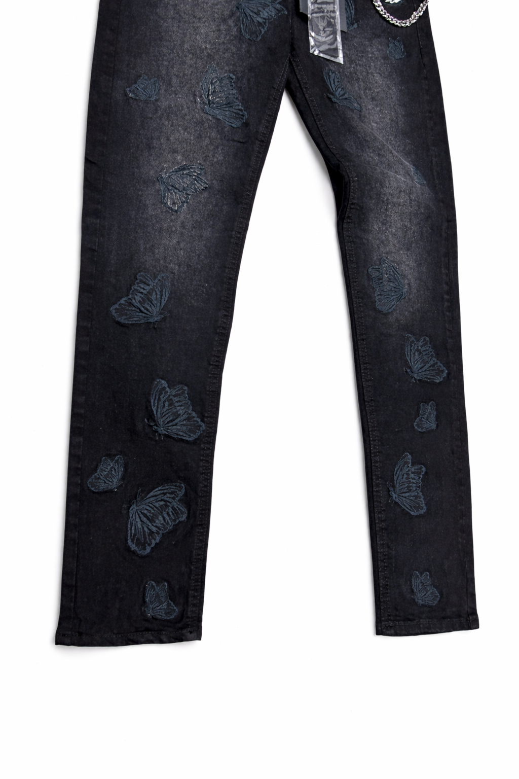 Butterfly Design Skinny Jeans - Black