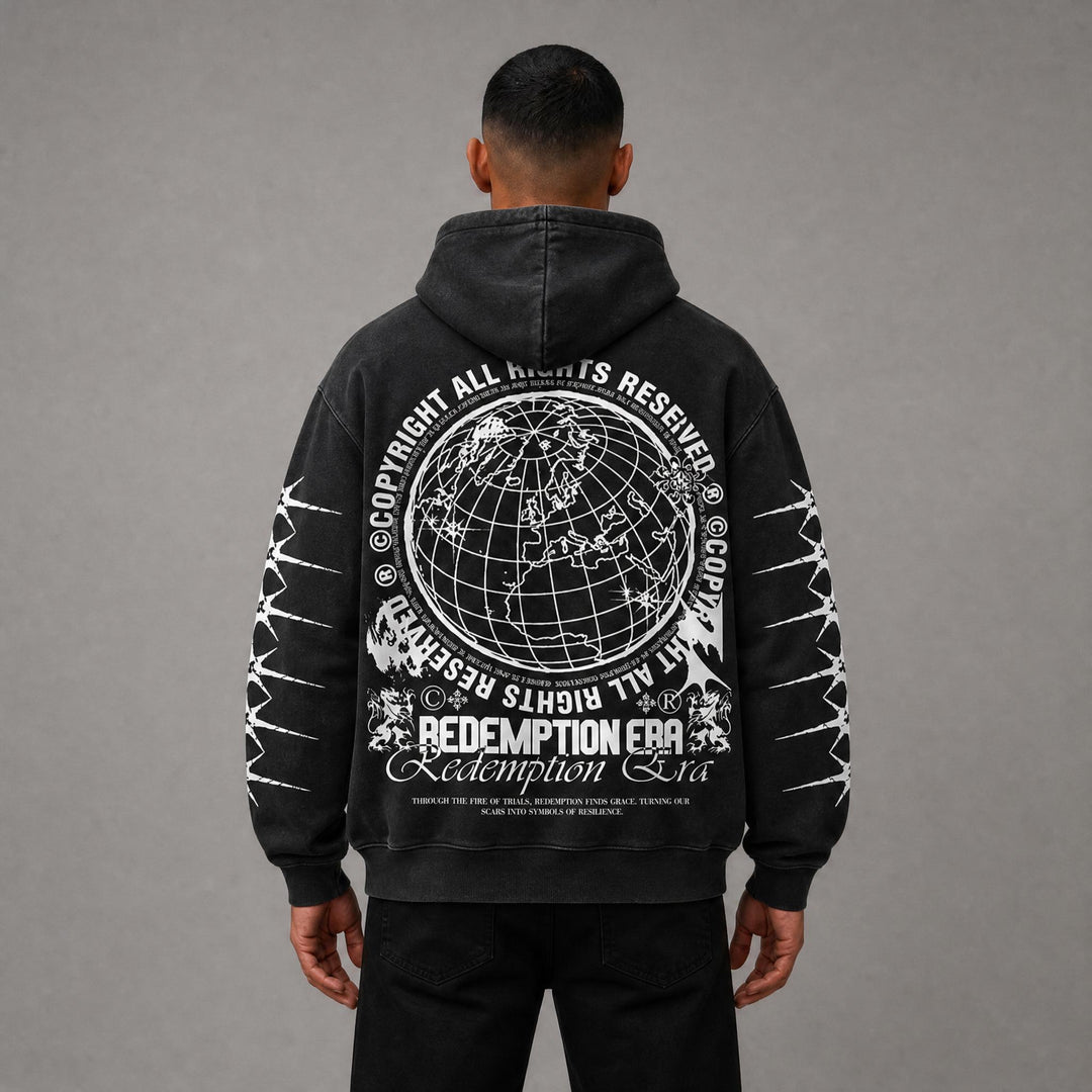 Copyright Hoodie - Black Acid Wash