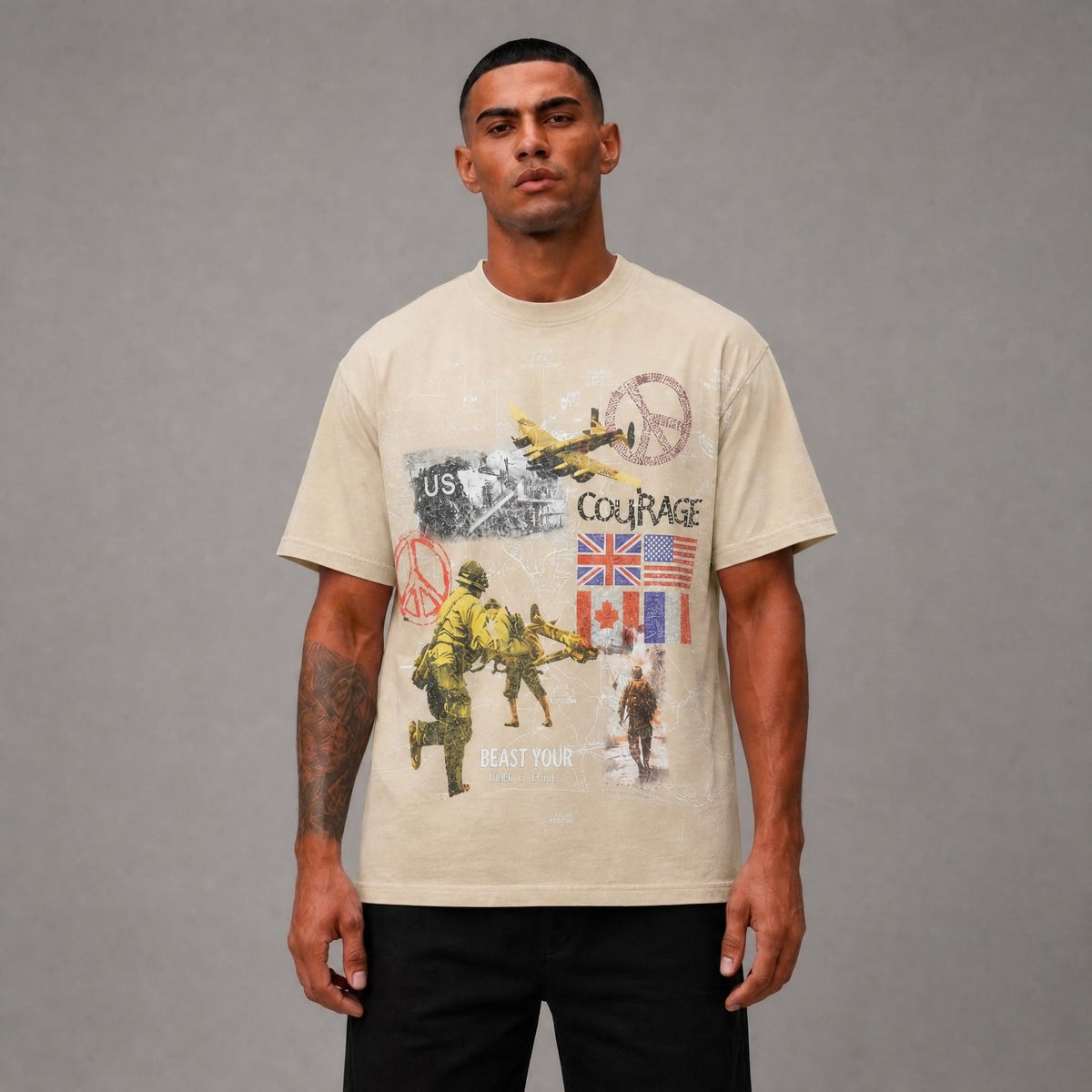 Courage Cropped Tee - Khaki