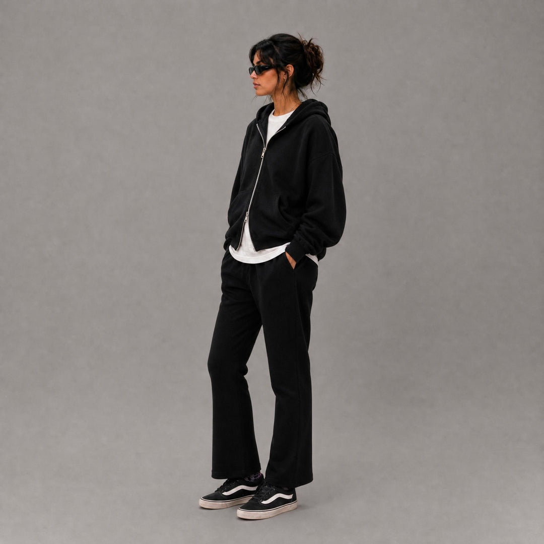 Cozy Era Zipper Hoodie - Black