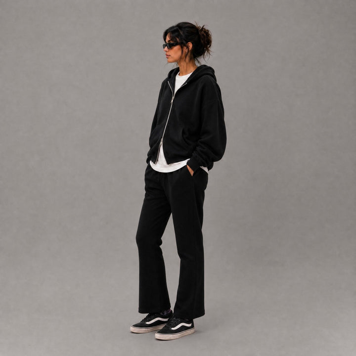 Cozy Era Zipper Hoodie - Black