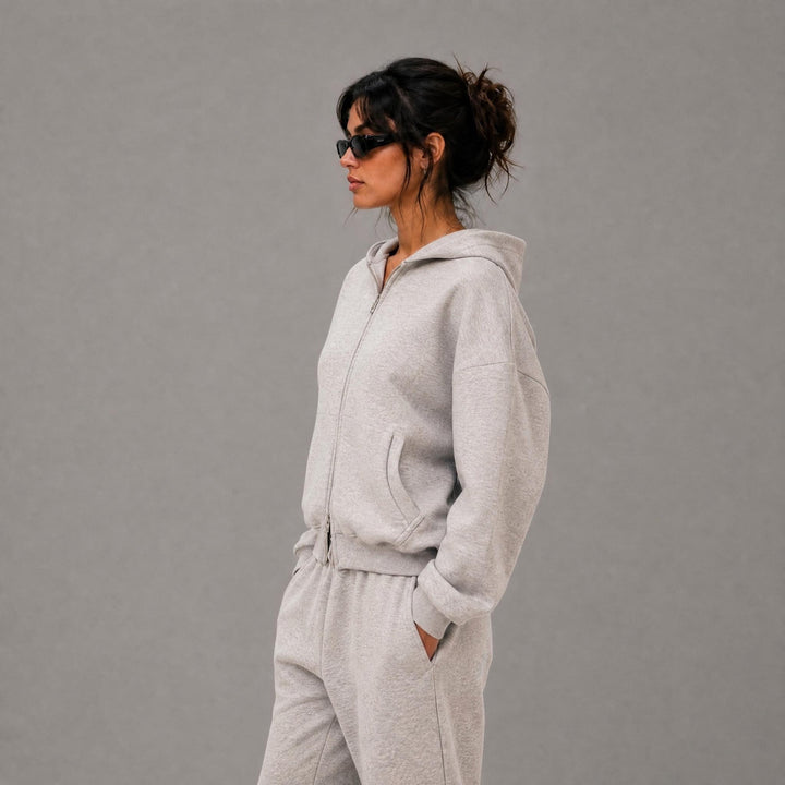 Cozy Era Zipper Hoodie - Heather Grey