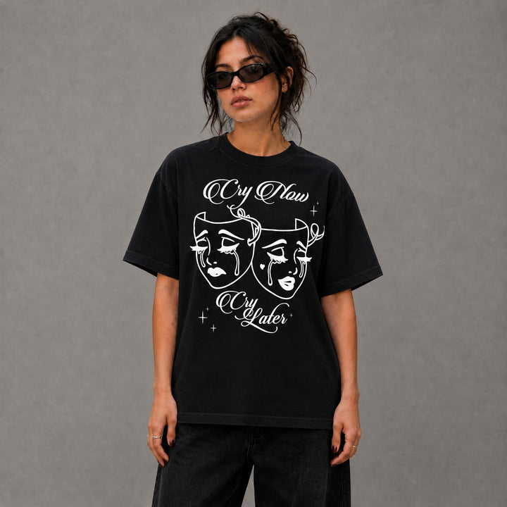 Cry Now Boxy Tee - Black