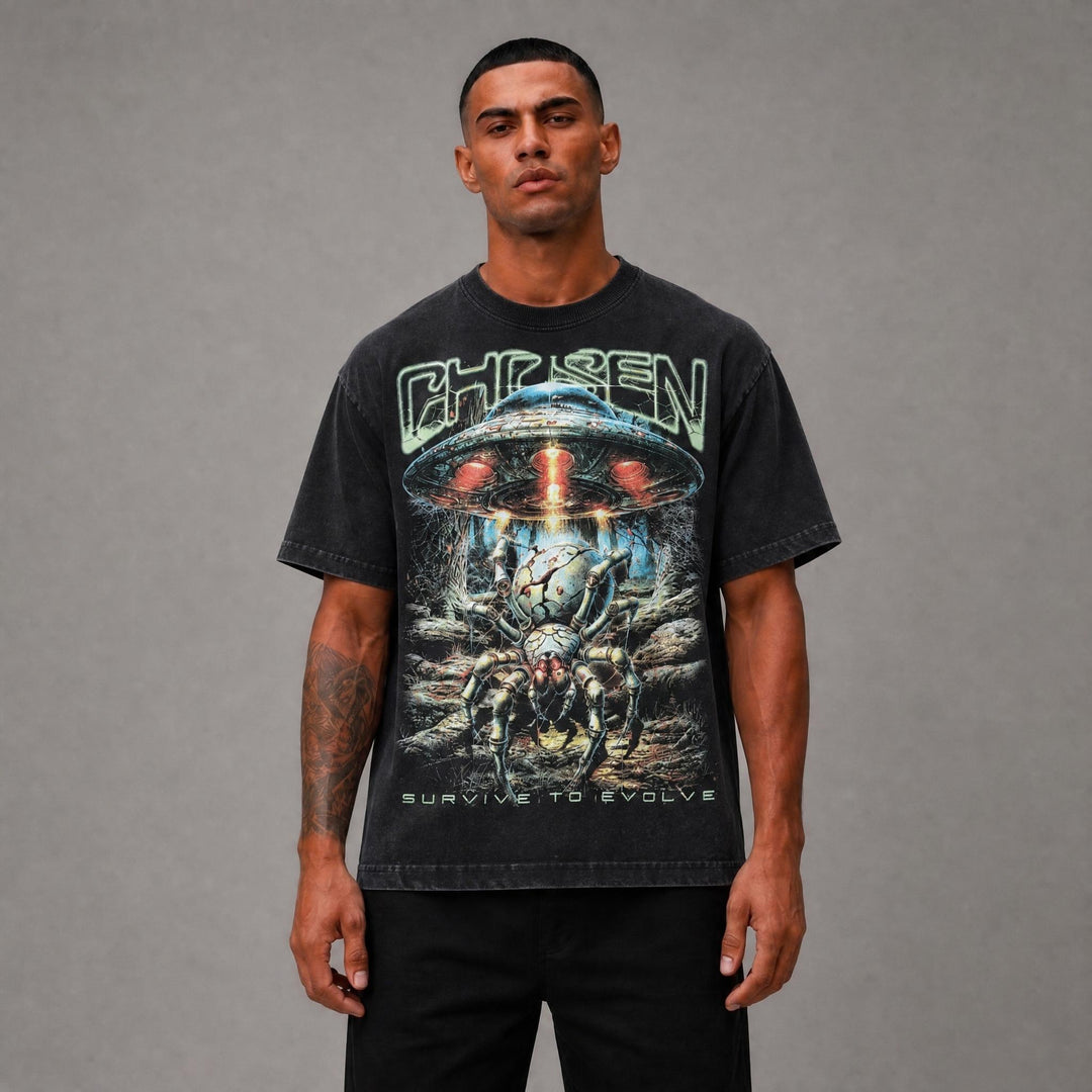Cyber Spider Cropped Tee - Black