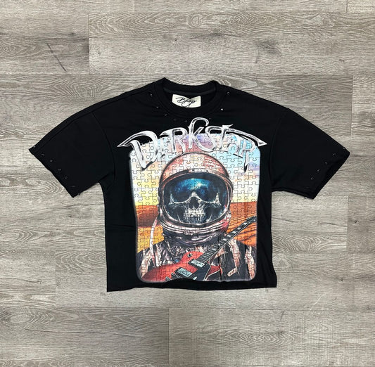Darkstar F-Terry Cropped  T-Shirt - Black
