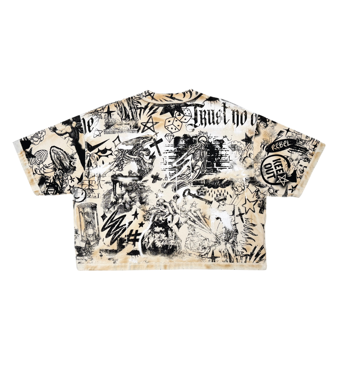 Doodle Cropped Tee - Cream