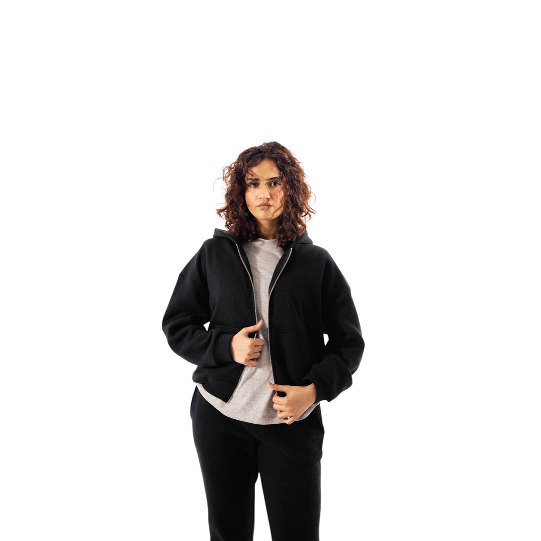 Cozy Era Zipper Hoodie - Black