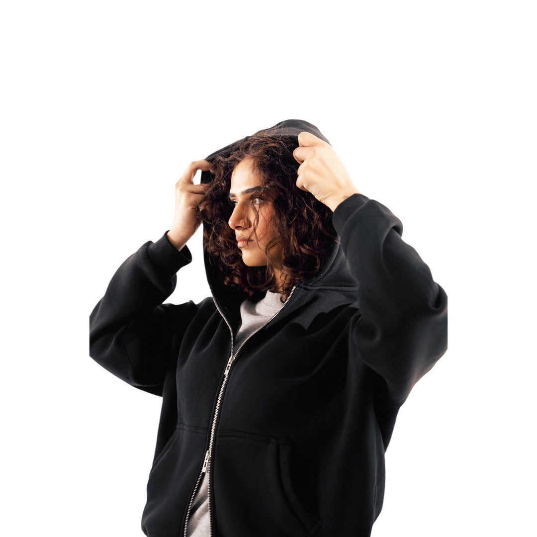 Cozy Era Zipper Hoodie - Black