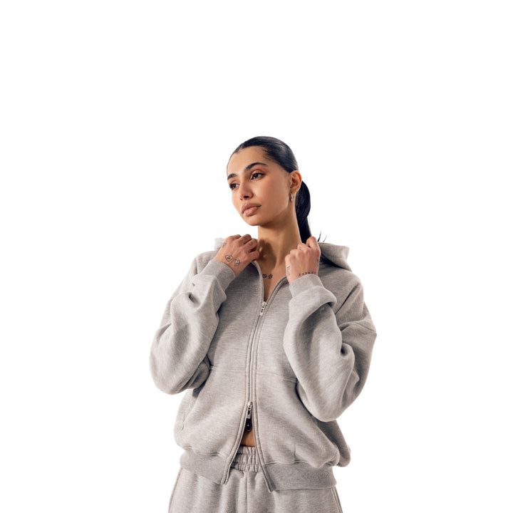 Cozy Era Zipper Hoodie - Heather Grey
