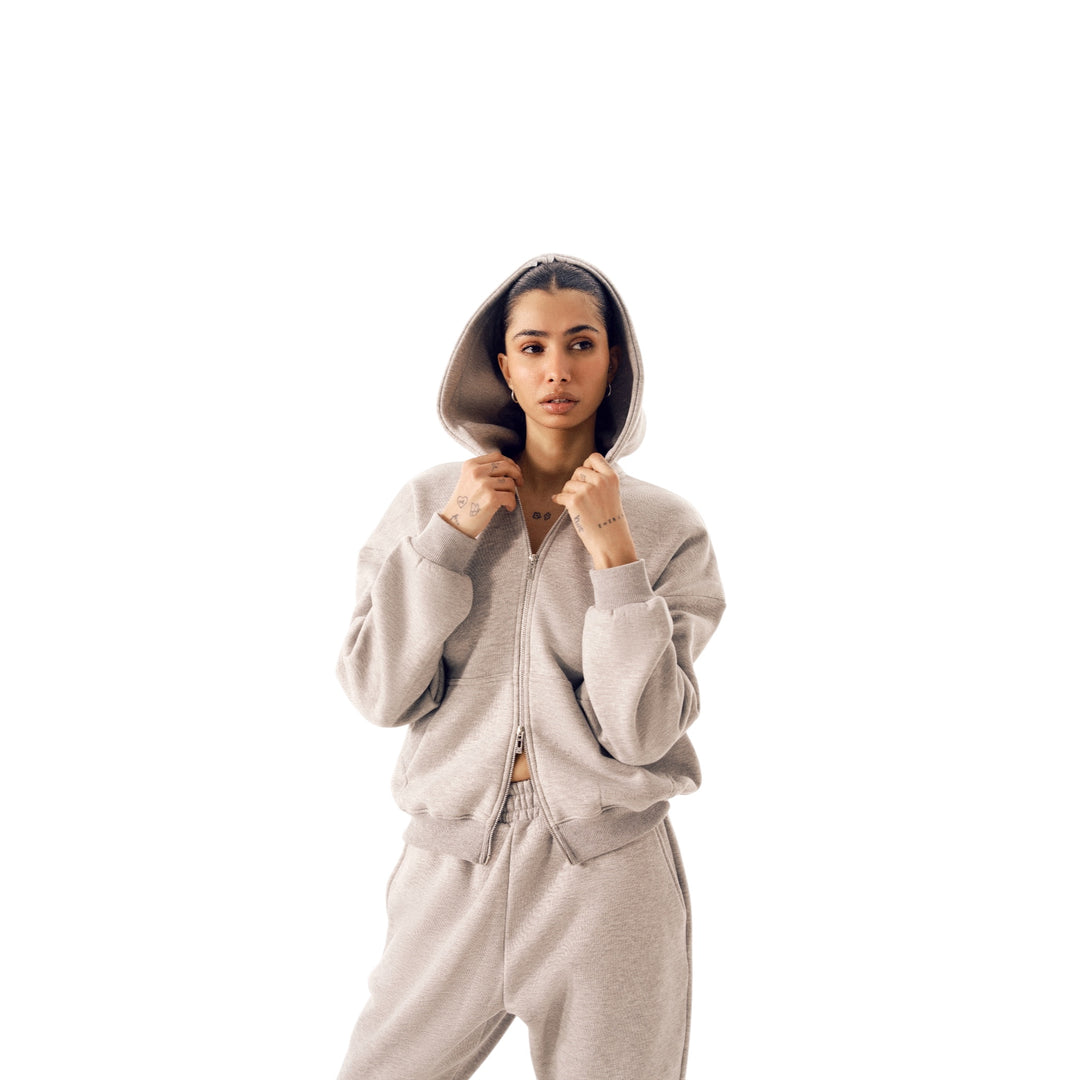 Cozy Era Zipper Hoodie - Heather Grey