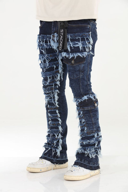 Dark Blue JKT Stacked Flare Jeans