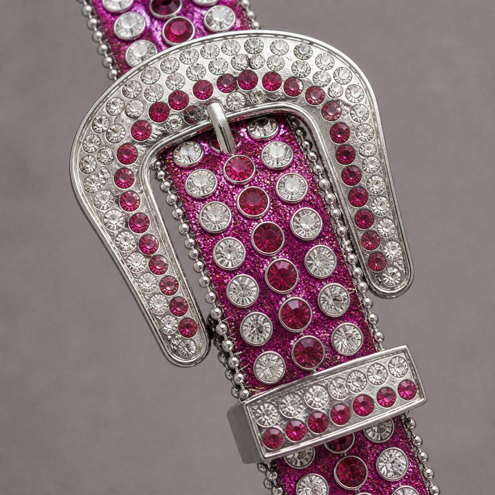 Diamond Rhinestone Belt - Purple/White