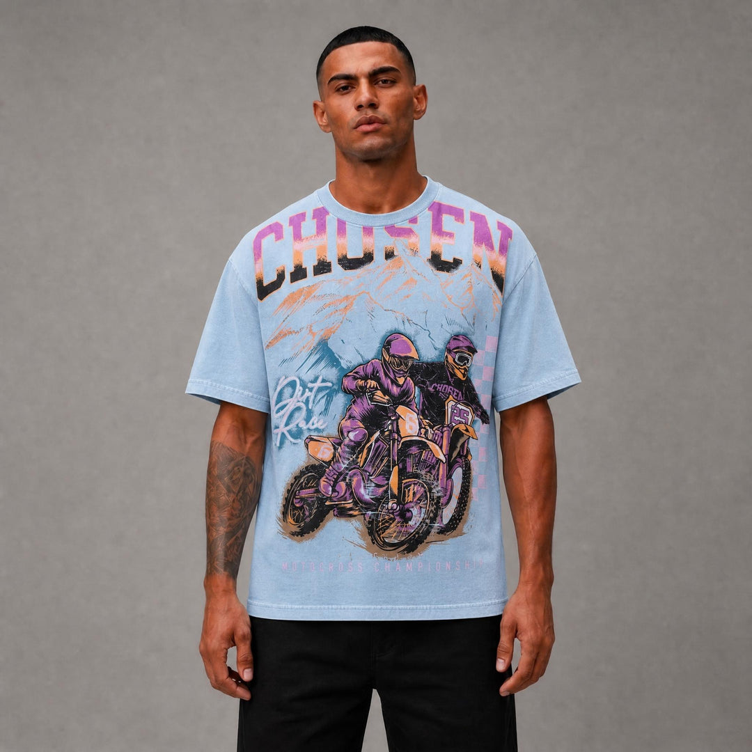 Dirt Bikes Cropped Tee - Sky Blue