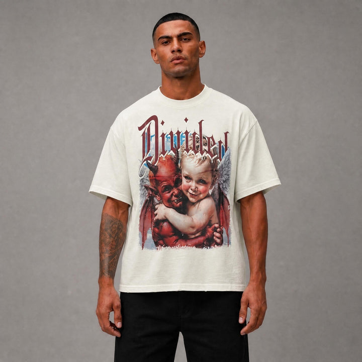 Divided Cropped Tee - Cream