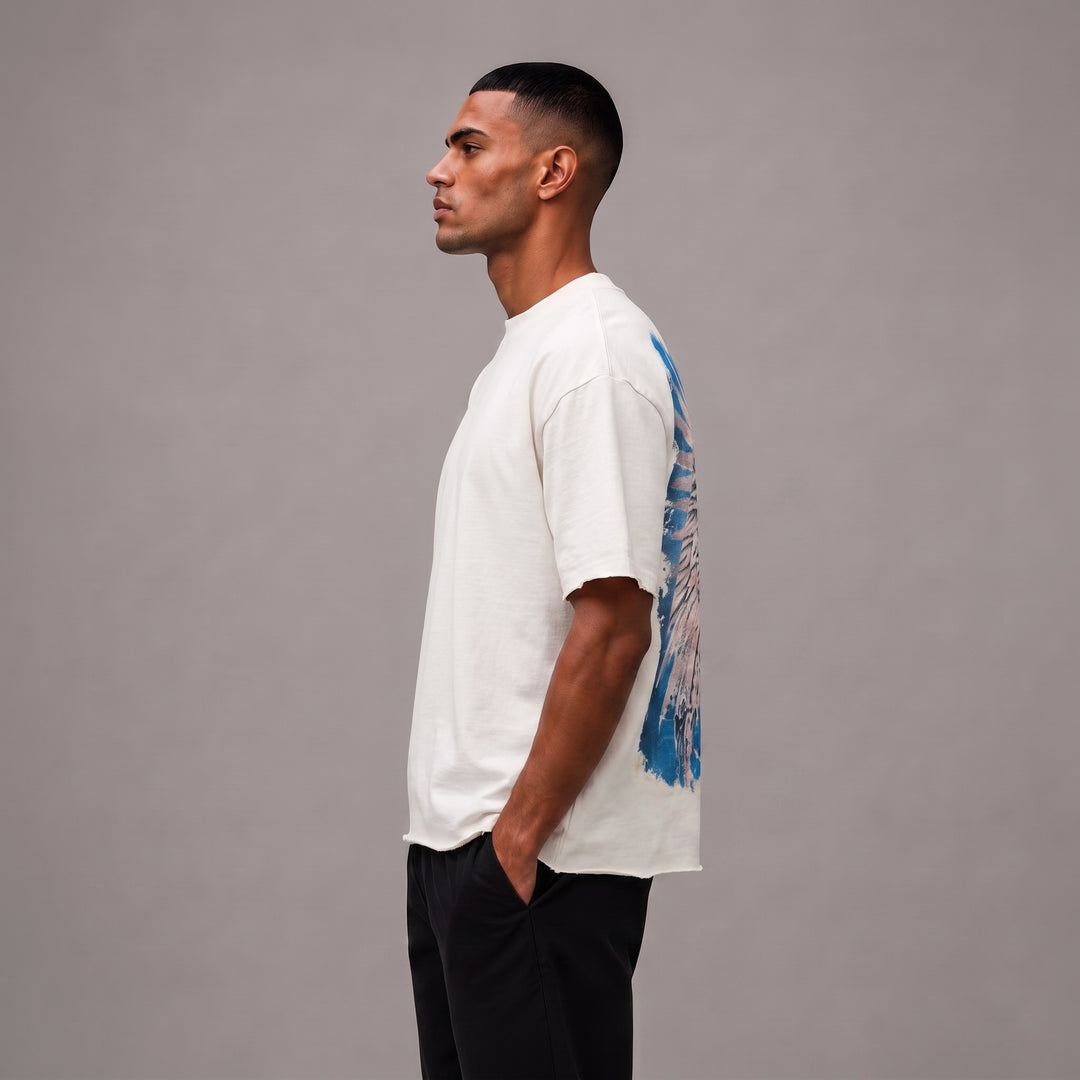 Divided Cropped Tee - Cream