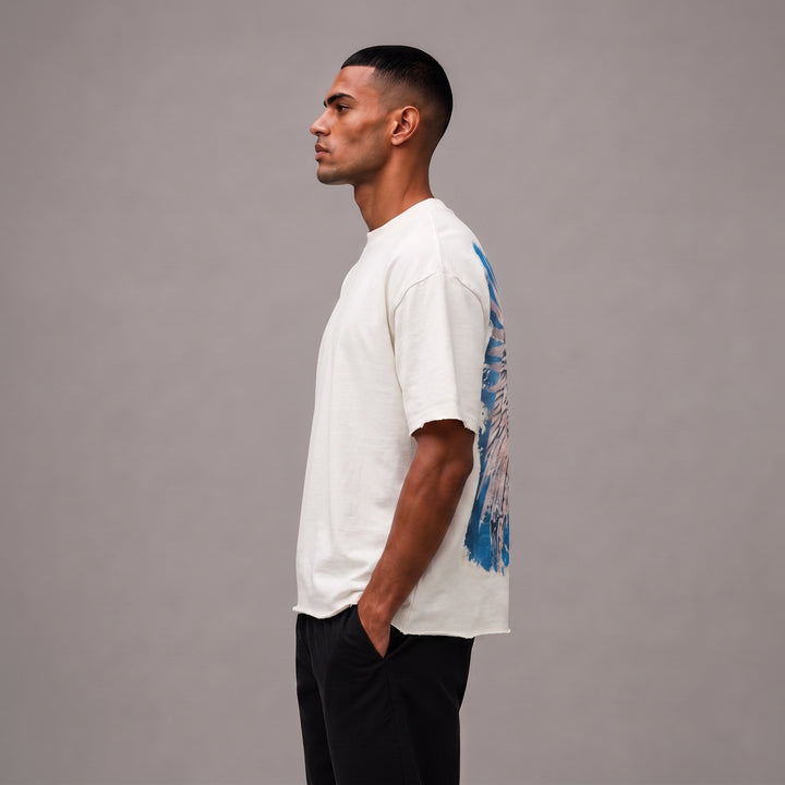 Divided Cropped Tee - Cream