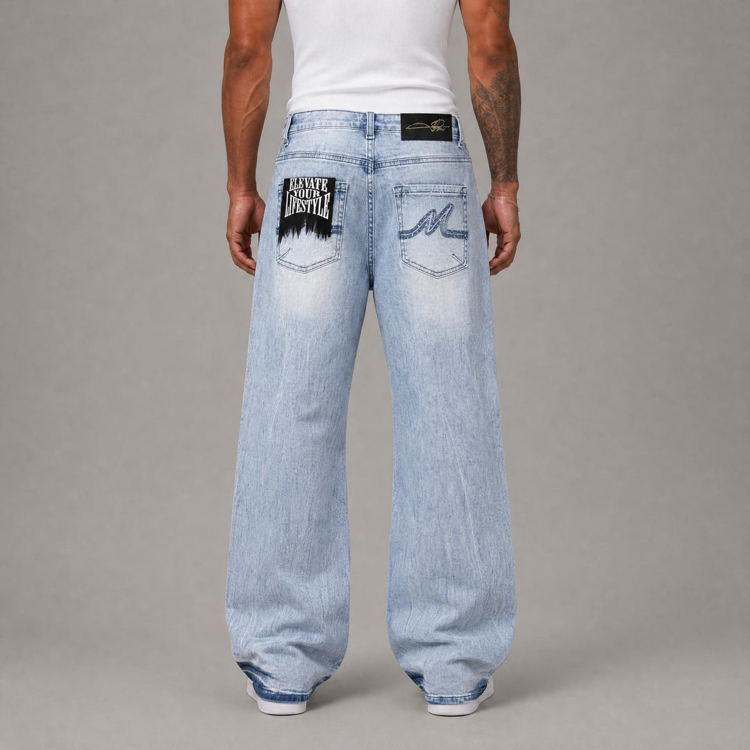 Embellished Rhinestone Jeans - Blue
