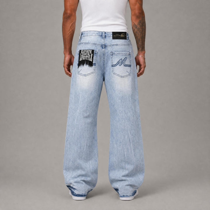 Embellished Rhinestone Jeans - Blue