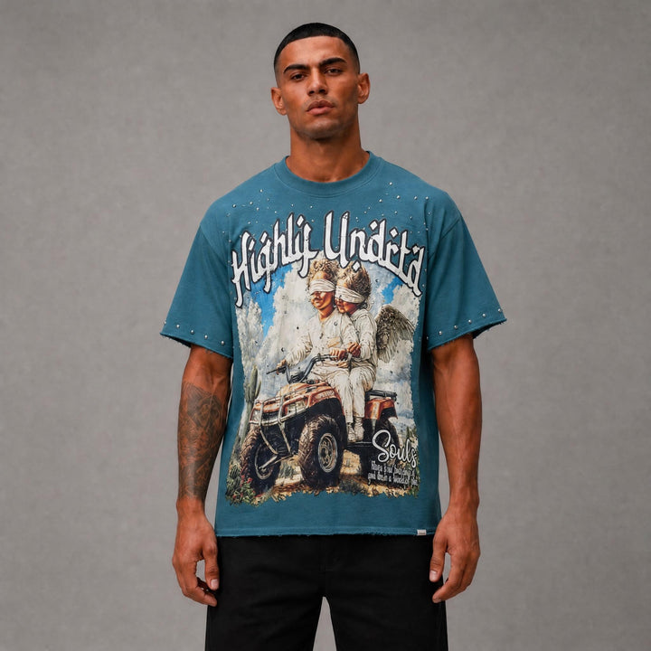Existence Stone Cropped Tee - Blue
