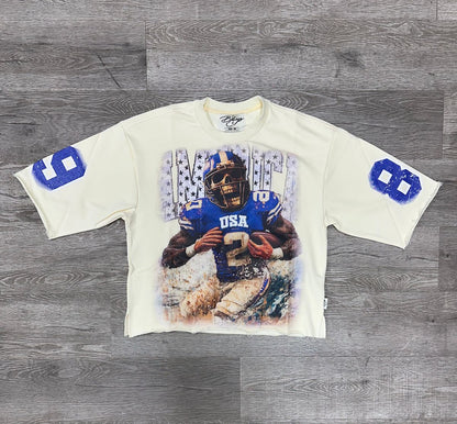 Football Skull F-terry Cropped T-shirt - off White