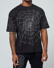 Studded Spiderweb Tee - Black