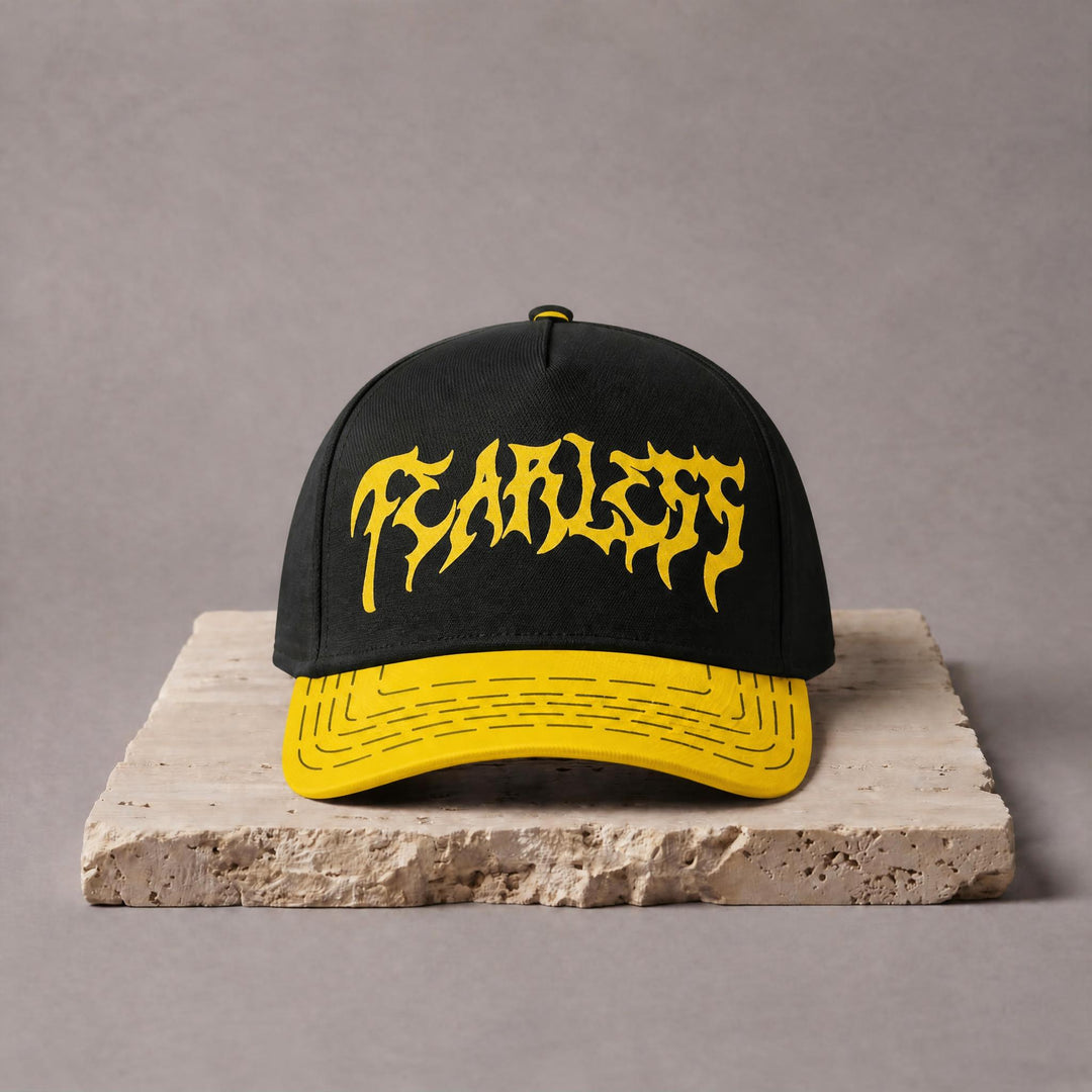 Fearless Rhinestone Snapback - Black/Gold