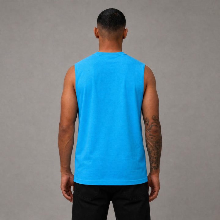 Flame Studded Muscle Tee - Blue