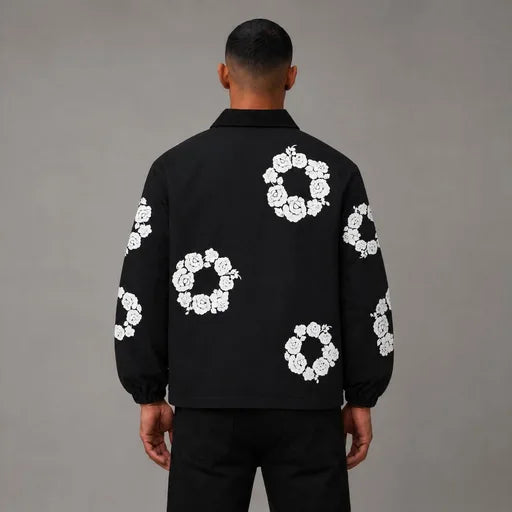 Floral Wreath Workwear Jacket - Men's Streetwear Work Jacket