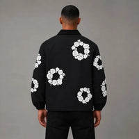 Floral Wreath Workwear Jacket - Men's Streetwear Work Jacket